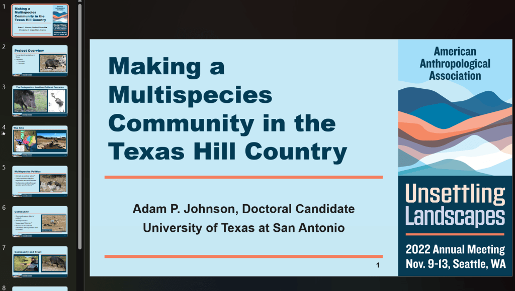 Making a Multispecies Community in the Texas Hill Country: AAA2022&nbsp;Talk