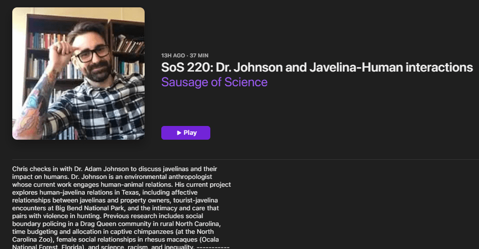 Guest on The Sausage of Science&nbsp;Podcast